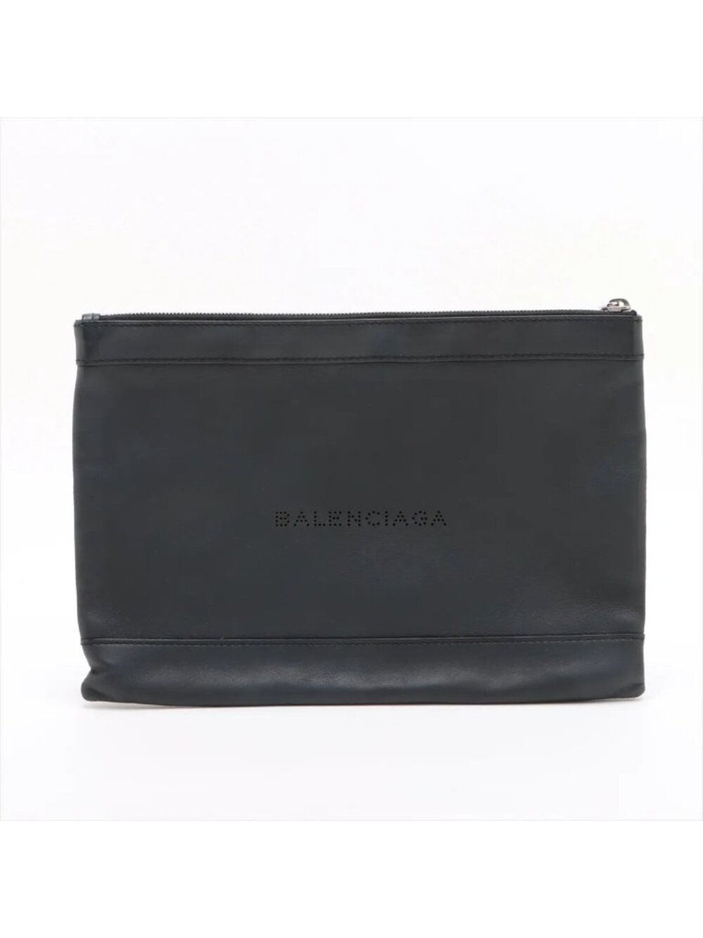Balenciaga Navy Clip M Leather Clutch Pouch Business